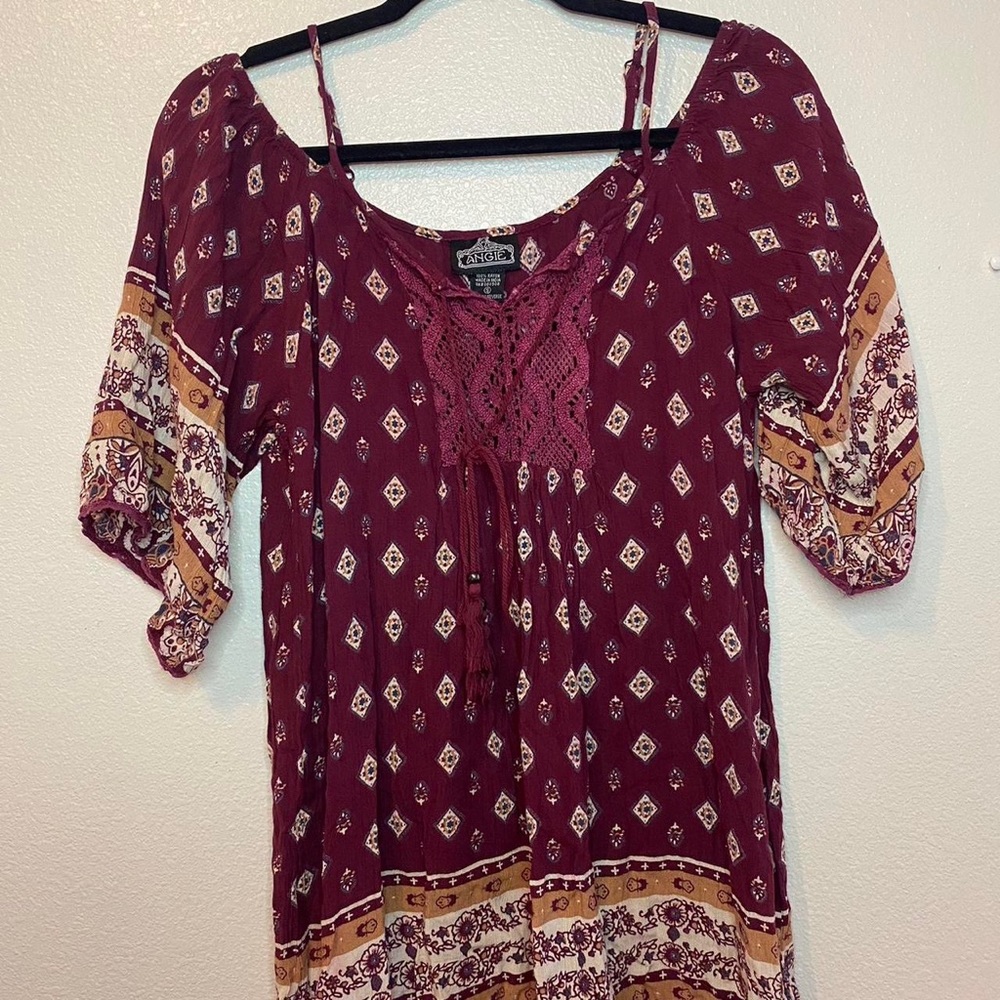 Cami Off The Shoulder Tie Up Front Pattern Dress